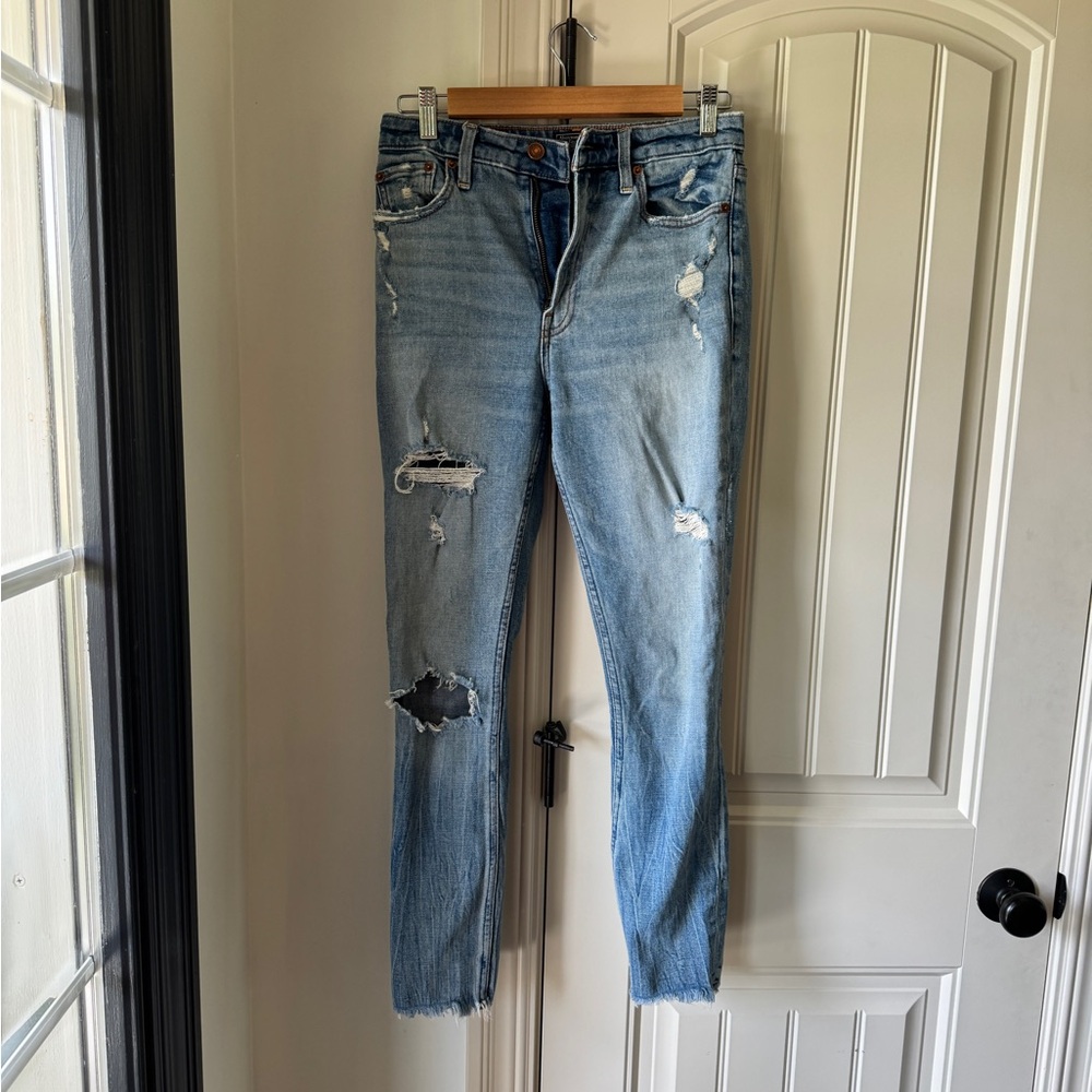 Abercrombie & Fitch Light Blue Distressed Skinny Jeans
